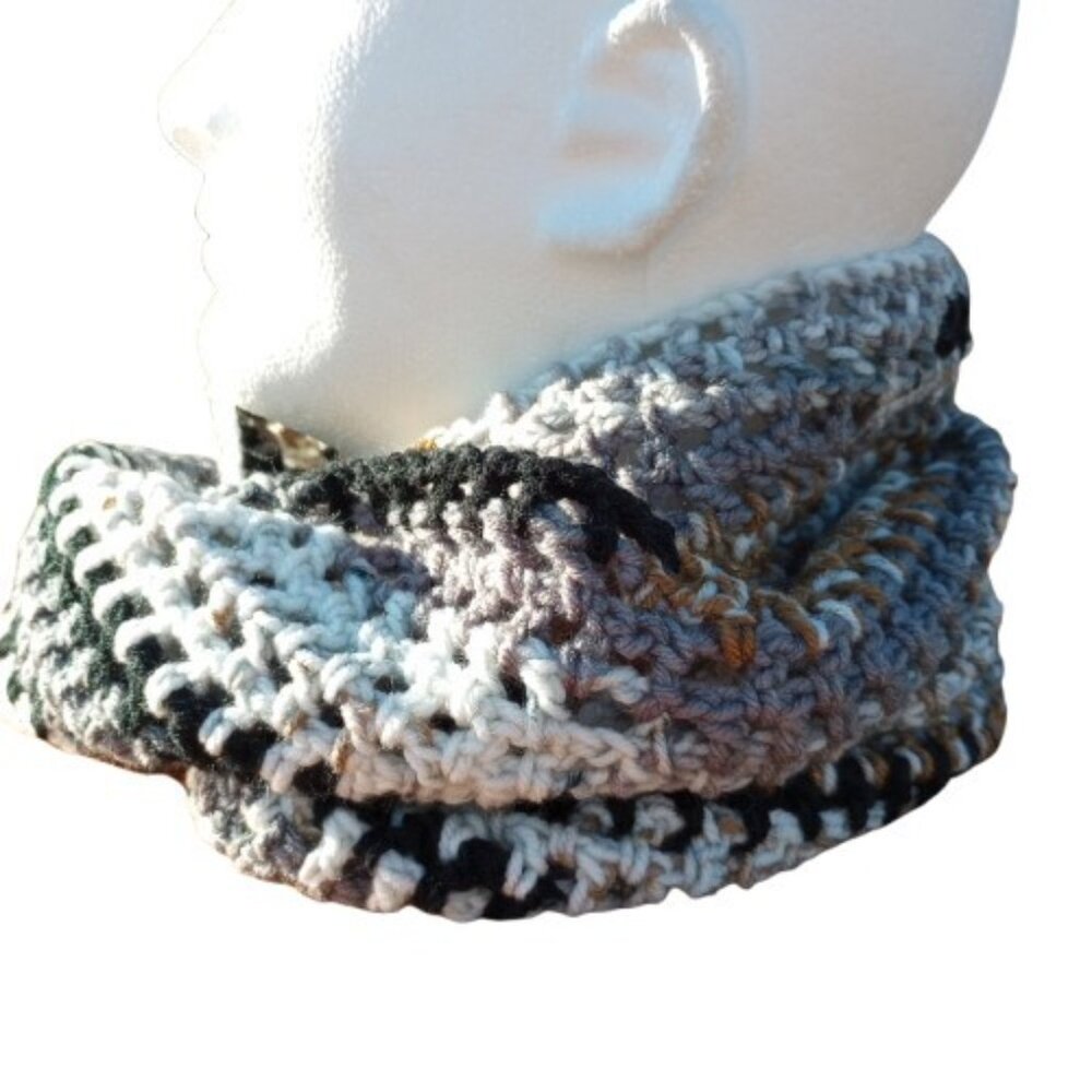Men's Handmade Hipster Infinity Scarf Cowl Camo Eagle Black Brown Chemo OS